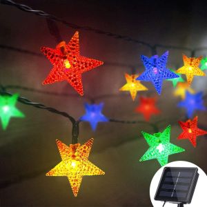 TOPINCN Solar Star String lights Outdoor Waterproof Light Christmas Fairy Lights Decorative Lamp for Gardens Tree