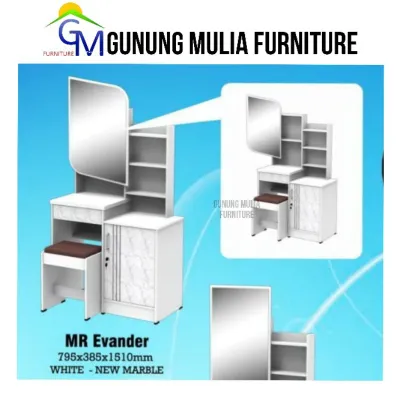 Meja Rias Bahan Kayu Particle Board + Kursi