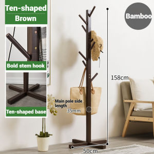 LACC Multiply Tree-shaped Coat Rack High-grade Bedroom Clothes Rack Triangle Tree-shaped Clothes Rack Bamboo Coat Tree Stand Hanging Hat Rack