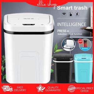 𝓱𝔃𝓬 FREE BATTERY 15L Smart Induction Trash Can Wireless Sensor Large Automatic Trash Bin Home Intelligent Electric Garbage For Bathroom Kitchen Intelligent Touch Free Smart Trash Can Trash Bin high quality