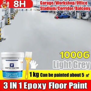 🔥100 Years 🔥 3IN1 Epoxy Floor Paint 1000G Wear Resistant Waterproof Anti Slip for Outdoor Indoor Warehouse Workshop Garage Office Factory Household Imitation Marble Cement High Gloss Epoxy Resin Colored Sand Self Leveling Floor Paint Cement Topcoat