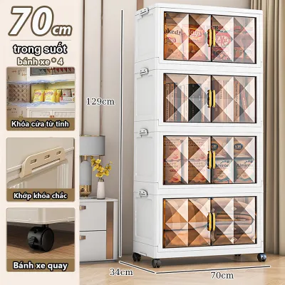 Tủ Nhựa Gấp Gọn Thông Minh Tủ quần áo Thùng Nhựa Tủ Đựng Đồ Chơi Bánh xe xoay 360° hộp nhựa Storage cabinet hộp đựng đồ đa năng