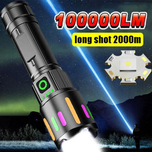 Senter Laser Putih LED Swat ZOOM Paket Lengkap 26650 Baterai Super Terang IPX6 Tahan Air USB Rechargeable