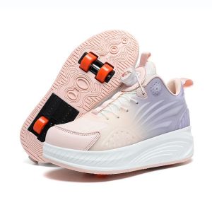 รองเท้าวิ่งสี่ล้อแบบหดได้สำหรับเด็กกันลื่นระบายอากาศได้ดีรองเท้าล้อที่นิยมในโลกออนไลน์รองเท้าสเก็ตโรลเลอร์สเก็ตสำหรับเด็กผู้หญิงรองเท้าสเก็ตสำหรับวัยรุ่น