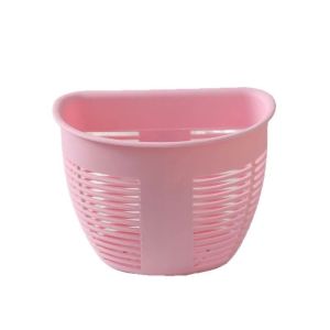 1/5Pcs Wall Mounted Hollow Storage Basket Adhesive Non Drilling Toilets Rack Plastic Kitchen Storage