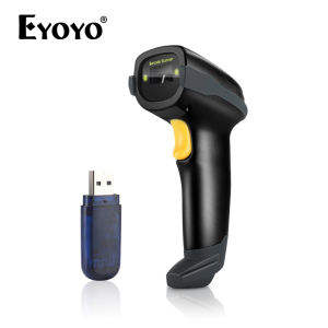 Eyoyo 1D Wireless Barcode Scanner with Date Display Function Compatible with Bluetooth & 2.4G Wireless & USB Wired Barcode Reader Connect with PC Phone iPad Work in Supermarket Warehouse Library