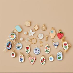 LYM Simple And Versatile Color Blocking Butterfly Love Flower Diy Pendant Accessories -Plated Color Preservation