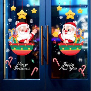 Decal trang trí Noel Hít Tĩnh Điện - 2 Ông già Noel tí hon và những ngôi sao
