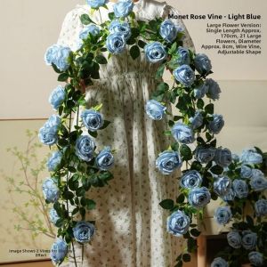 CANICECA Plastic Silk Artificial Rose Vine 8 Colors 1.7m 21 Heads Wall Decor Rattan  Garland Wedding Flowers Home Decoration