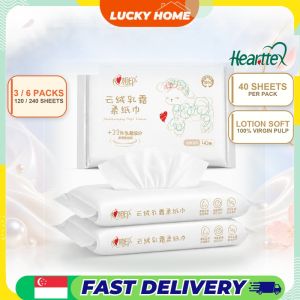 【Lucky Home】 【3/6Packs】心相印Hearttex Moisturizing Facial Tissue 40 Sheets 3-Ply Soft Lotion Tissue for Sensitive Skin