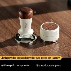 BINCOO Coffee Tamper Set Walnut Wooden Powder Coffee Press Hammer Coffee Maker Handle Storage Base Set Espresso Coffee Utensils 51/58MM