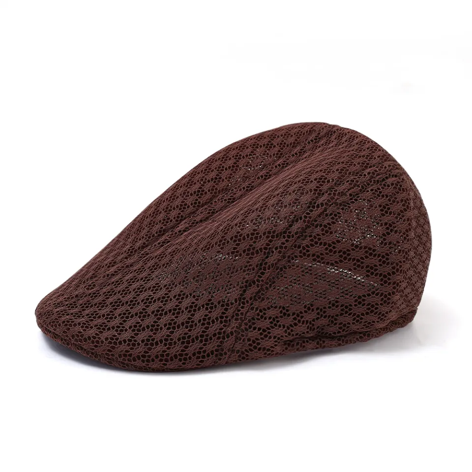 Men's Breathable Mesh Beret Caps Women Casual Beret Hats Flat Cap