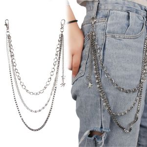 QIANHUAHOU Stage Accessories Jeans Chain Punk Hip-hop Star Tassel Pants KeyChain Rock Wallet Chain