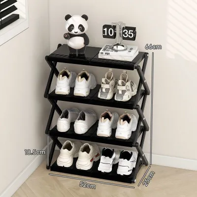 Foldable Shoe Rack Simple Multi-Tier Shoe Cabinet No Assembly Heavy Duty Plastic Shoe Organizer Dorm Storage Essential Home Entryway Shoe Rack