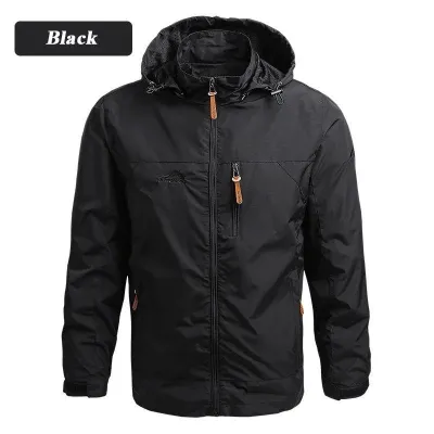【VIDKHSY Store】New style Mens Outdoor Waterproof Windbreaker Jacket Hooded Windproof Lightweight Jacket for Hiking for Hiking Travel & Rainy Season