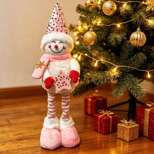 DCITZ Sequined Retractable Snowman Doll Figurine Sparkling Stretchable Christmas Snowman Doll Christmas Doll Ornament Star Christmas Standing Snowman Christmas Festive Decor