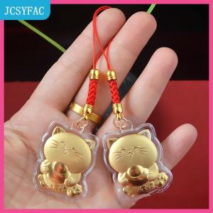 JCSYFAC  Mới may mắn mèo yuanbao Mèo Điện thoại chuỗi máy ảnh phím dây chuỗi Dễ Thương Dây Móc khóa quà tặng năm mới