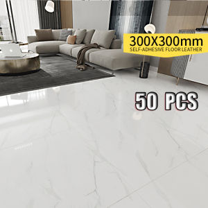 50pcs Vinyl tiles sticker vinyl floor tiles self adhesive for kitchen bathroom living room Wall waterproof Wear 30x30cm marble vinyl tiles and white