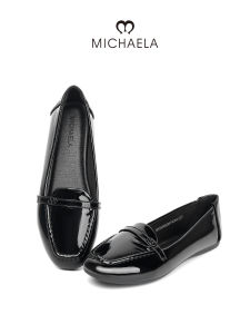 MICHAELA Glossy Black Penny Loafers Upgrade Lycra Lining for Girls Women Office College SH6529010 XD