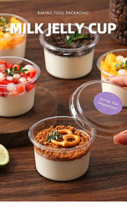 【24 Hour Shipping🚗✔️】50pcs Dessert Plastic Cup With Lid Transparent Disposable Cup 150ml For Snacks Mousse Cake Box Kitchen Baking Acessories Party Dessert Chewy Ice Cream Cookies Graham Salad