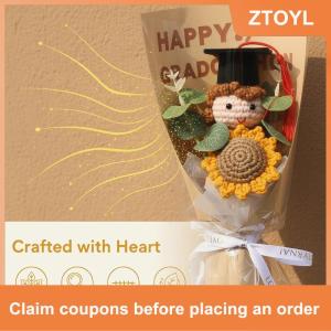 【ZTOYL】 Tốt nghiệp bó hoa Crochet hoa dệt kim thủ công bó hoa cưới tốt nghiệp quà tặng cho cô gái người bạn tốt nhất trường ý tưởng quà tặng