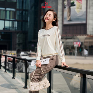 Đồ bộ nữ CARDINA chất liệu cotton kiểu dáng thể thao năng động phối sọc quần dài phù hợp nhiều dáng người 4BTD02