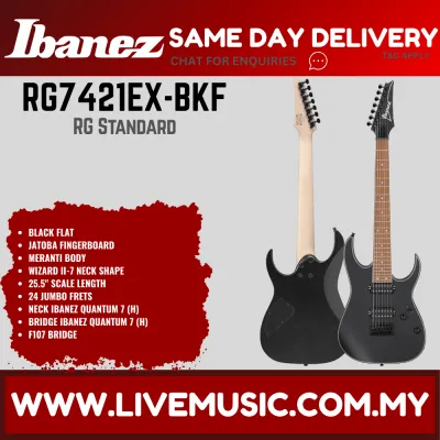Ibanez RG7421EX-BKF RG Standard Series 7 String Electric Guitar Black Flat