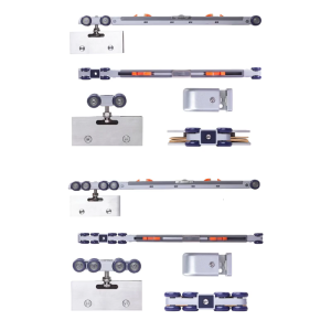 ประตูบานเลื่อนแว่นตาไร้กรอบประตูบานเลื่อนกระจกสแตนเลสบัฟเฟอร์ลูกกลิ้งเงียบสำหรับการทำงานที่ราบรื่น