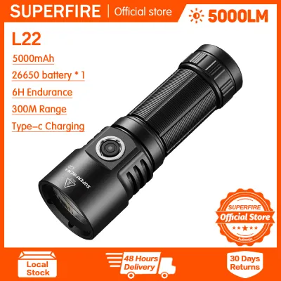 SUPERFIRE L22 60W high power 5000 lumens super bright flashlight aluminium alloy outdoor waterproof led torch rechargeable