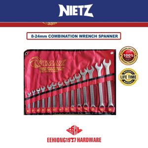 NIETZ 8-24mm 14pcs Metric Combination Wrench Spanner Set Heavy Duty Spanar Chrome Vanadium