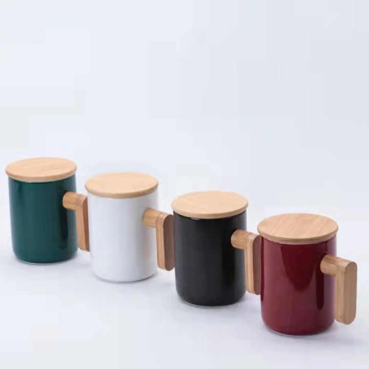 Nordic Style Minimalist Ceramic Mug With Wooden Handle Cover Lazada Ph 6421