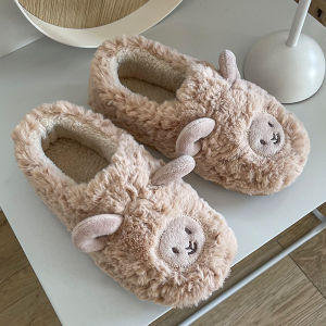 Free Shipping Winter Slippers With A Heel Available Now Comfortable For Home Wear Plush And Stitched Warm And Fluffy Thickened For Autumn And Winter