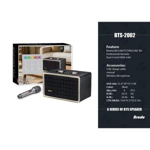 BTS-2002 2532 2470 2338 2439 2348 Double 4inch 2*4 WoofersSingle Tweeter Bluetooth speaker with wireless microphone