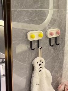 SG Stock Waterproof No Drill Decor Wall Hook Double Hanger Gloss Candy Ball Self Adhesive Sticky Hook For Kitchen