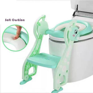Deer Soft Cushion Seat Children Toilet Baby Potty Training Folding Ladder Toilet