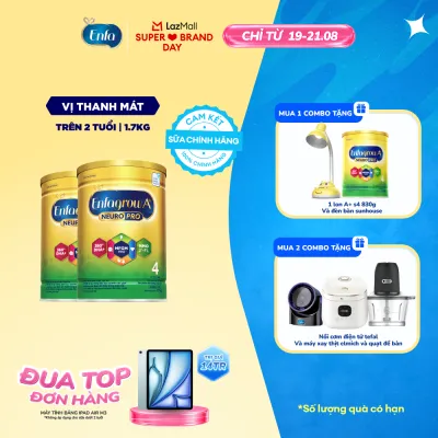 [TỪ 19-21/08 MUA LÀ CÓ QUÀ] Bộ 2 lon sữa bột Enfagrow A+ Neuropro 4 với DHA giúp phát triển não bộ cho trẻ từ 2-6 tuổi - 1.7kg/lon
