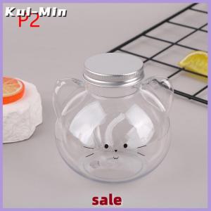 Kui-Min Kawaii Cat Water Bottles For Milk Tea Coffee Juice Portable Drinking Cup Home Transparent Juicing Beverage Drink Bottle BPA Free