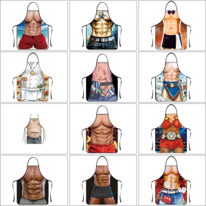 Men's Funny Muscles Print Apron for Barbecue Lover Picnics and Casual Dining Experiences