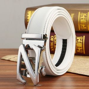 Korean version Golf belt white leather belt Automatic buckle youth pants belt casual belt original belt for men and women