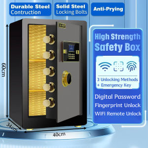 Premium Safety Box Digital Fingerprint Fire Resistant Safe Box With Wifi 30kg Peti Besi Kotak For Home Office Hotel
