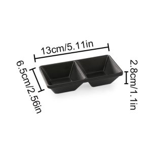 KANNERT Nhiều ngăn Đĩa nước sốt Melamine Phong cách Nhật Bản Đen Tô nước chấm đậu nành Sushi Đĩa trái cây Đĩa giấm Đĩa đựng đồ ăn nhẹ Dành cho Đĩa đựng đồ