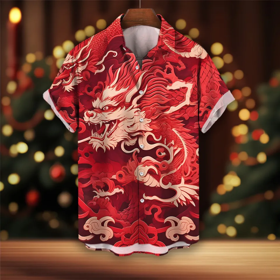 red chinese dragon shirt