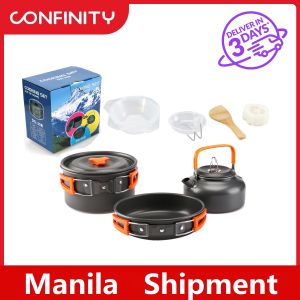 CONFINITY Picnic Camping Cookware Ultra-Light Portable Outdoor Water Kettle Pan Pot Travel Aluminum Cooking Kits Utensils Hiking Picnic