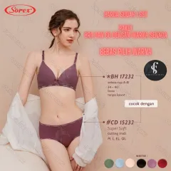 BH SET SOREX 17232 15232 TANPA KAWAT CUP B BRA WANITA SET 34 36 38 40  CELANA DALAM SUPER SOFT M L XL XXL