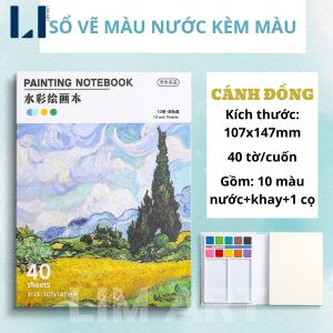 Sổ Vẽ Màu Nước Sổ Bìa Nhiều Mẫu Kèm Khay Màu Giấy Vẽ Màu Nước LIM ART