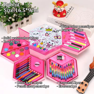 46Pcs Coloring Set Colored Pencil Painting Water Color Pen for Kids Crayons Drawing Art Set
