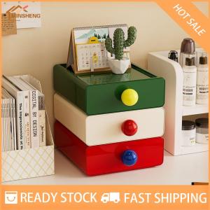 MIH ✨ COD ✨ ลิ้นชักเก็บของบนโต๊ะแบบดึงออกได้กล่องเก็บของสีตัดกันลิ้นชักจัดระเบียบของจุกจิกในสำนักงาน