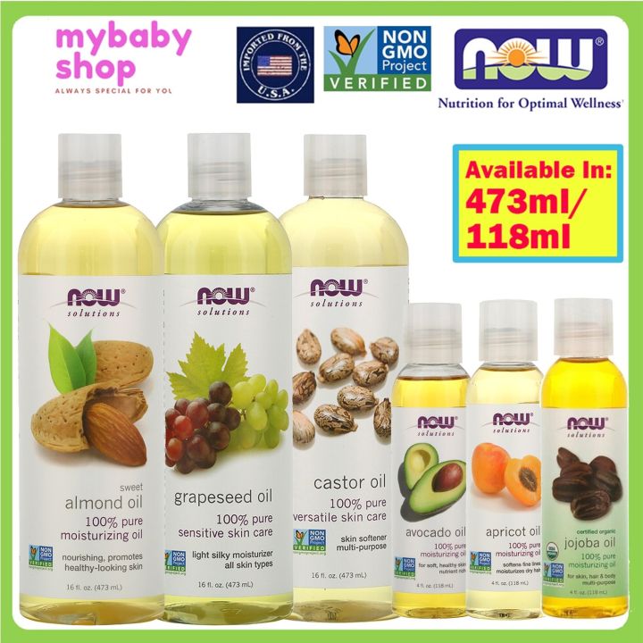 Now Foods Carrier Solutions Sweet Almond Grapeseed Apricot Castor Oil