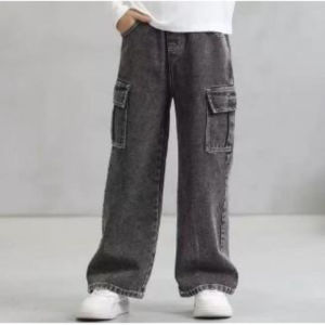 Korea Jeans Cargo Pants for Kids Boys with 6 Pockets Loose Fit Jeans Fashion Cargo for Childrens