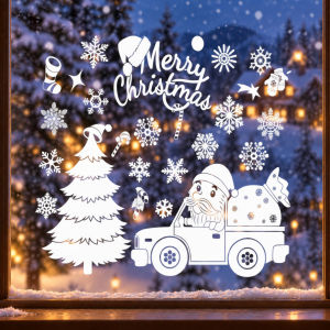DECAL NOEL – Hít Tĩnh Điện Dán Kính Ông Già Noel Lái Xe Hơi 01-JC-815(35*50CM*2)